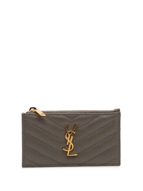 Saint Laurent Pre-Owned 2022 Grain De Poudre Chevron Monogram Fragments Zippered Case card holder