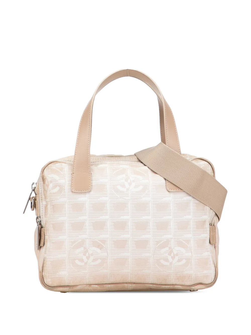 Pre-owned Chanel 2002-2003 New Travel Line Nylon Satchel In Brown