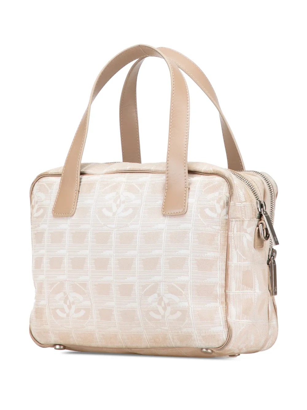Pre-owned Chanel 2002-2003 New Travel Line Nylon Satchel In Brown