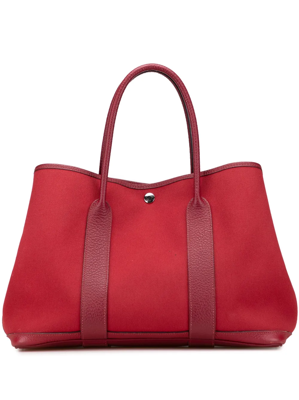 Pre-owned Hermes 2017 Toile And Negonda Garden Party 36 Tote Bag In Red