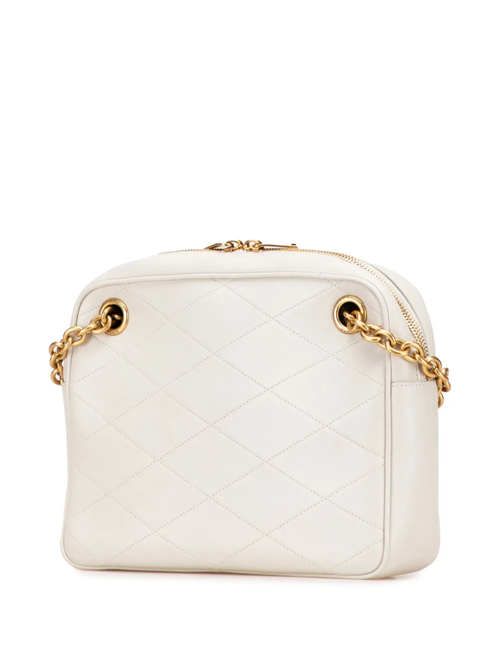 Pre-owned Saint Laurent 2021 Quilted Lambskin Le Maillon Chain Shoulder Bag In White