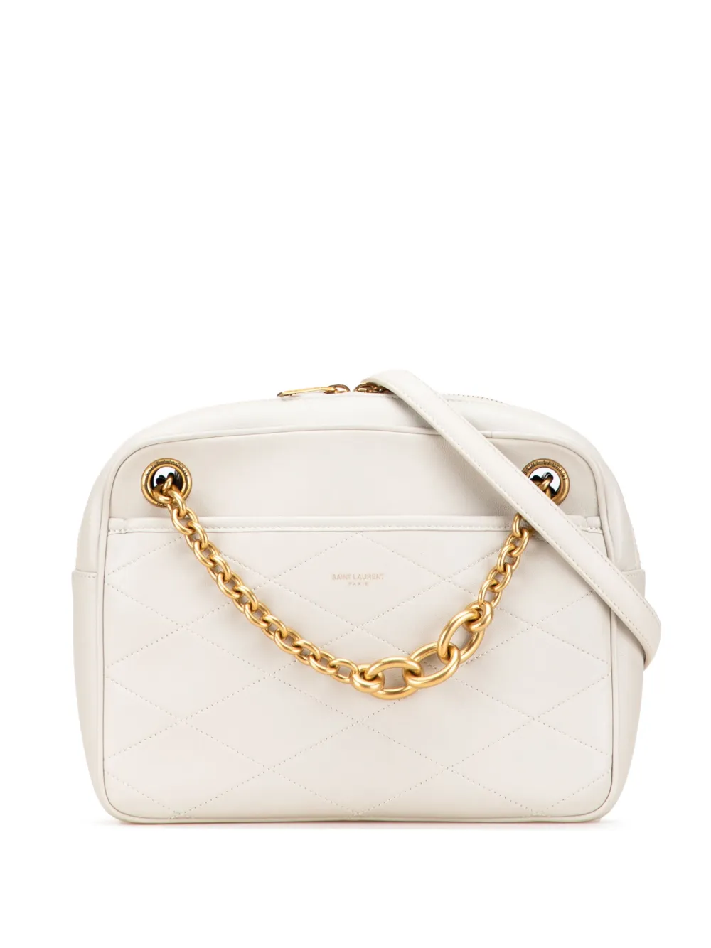 Saint Laurent Pre-Owned 2021 Quilted Lambskin Le Maillon Chain shoulder bag | White | Image 1