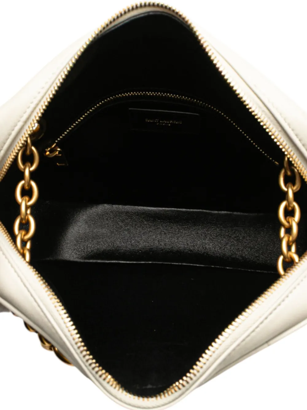 Pre-owned Saint Laurent 2021 Quilted Lambskin Le Maillon Chain Shoulder Bag In White