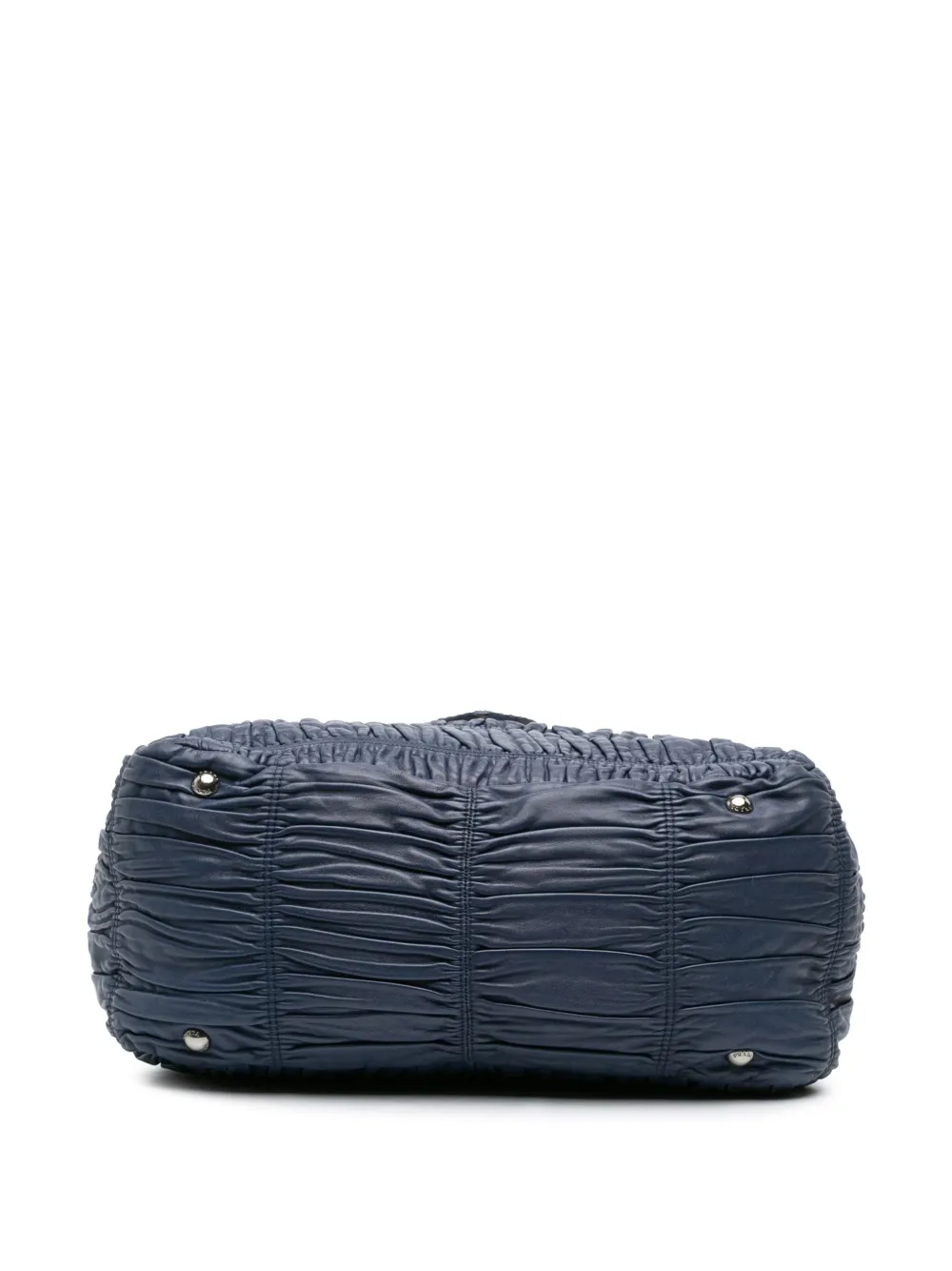 Pre-owned Prada 2000-2025 Nappa Gaufre Buckle Strap Shoulder Bag In Blue