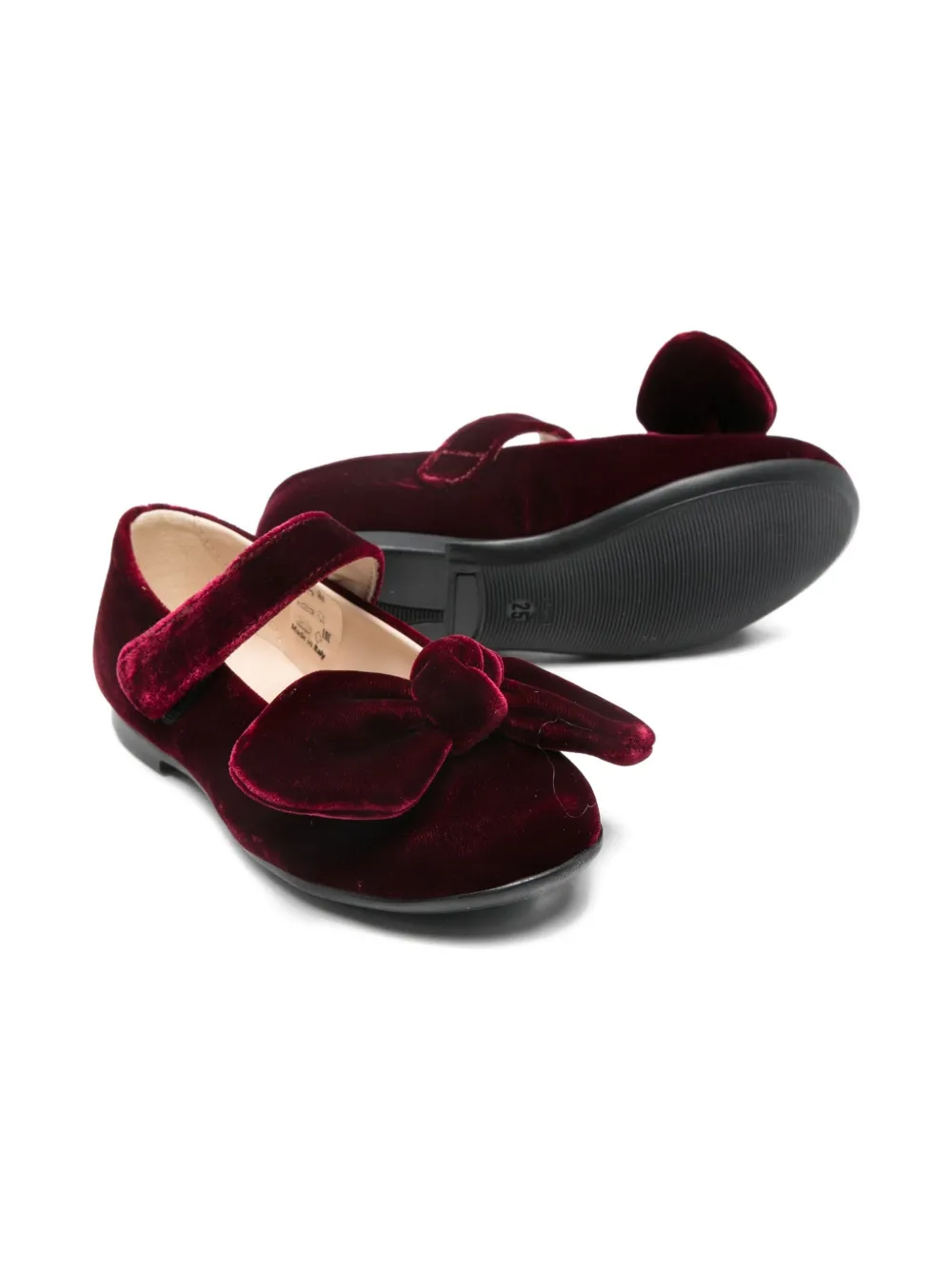 Florens bow-detail velvet ballerinas - Rood
