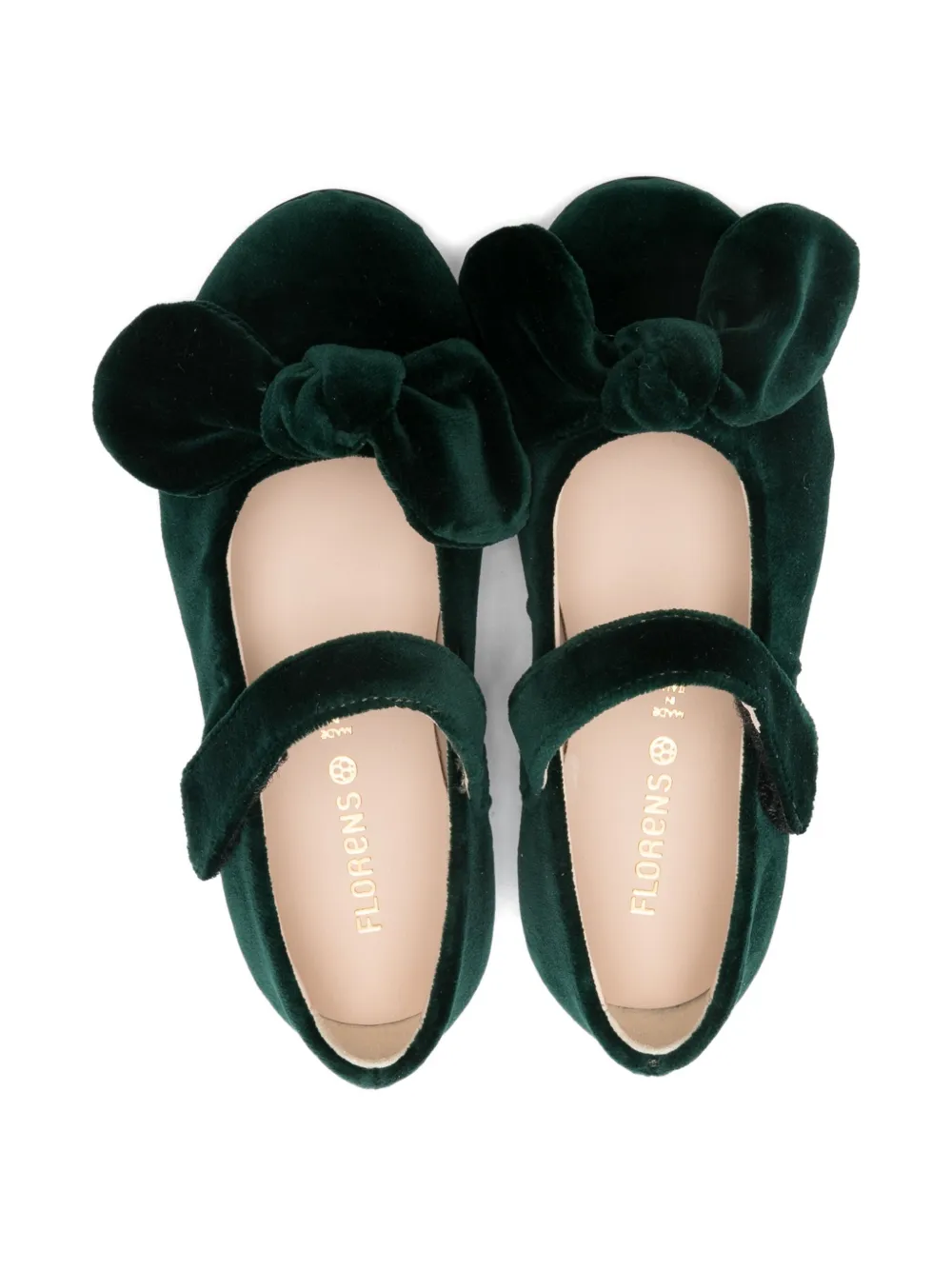 Florens Bow-detail Velvet Ballerinas In Green