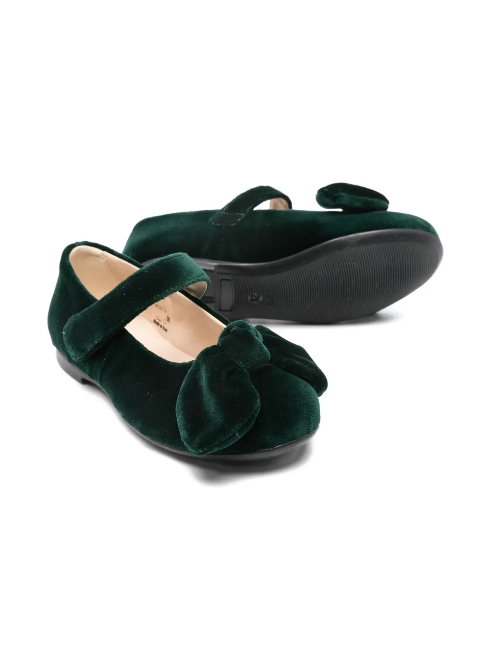 Florens bow-detail velvet ballerinas - Groen
