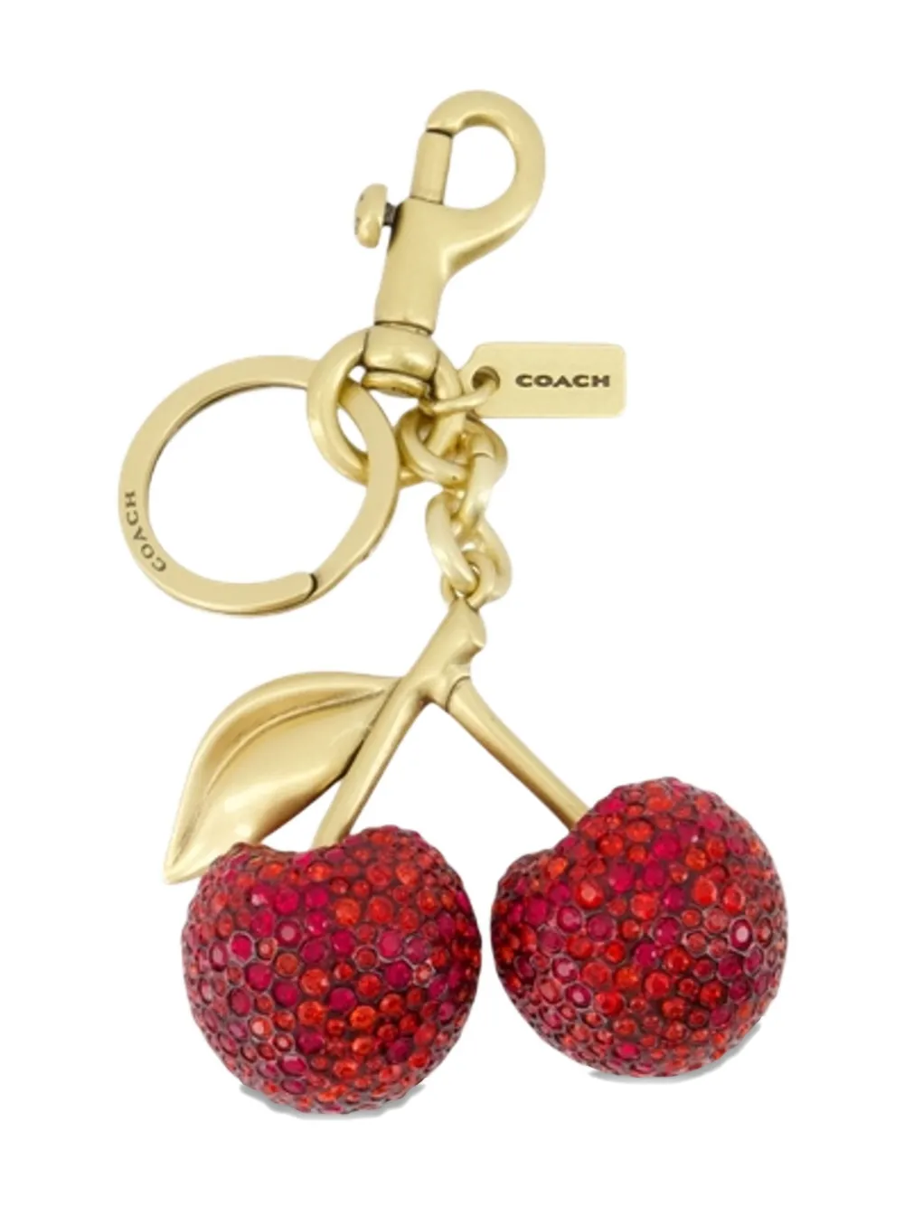 Coach Small Cherry Bag Keychain In Gold