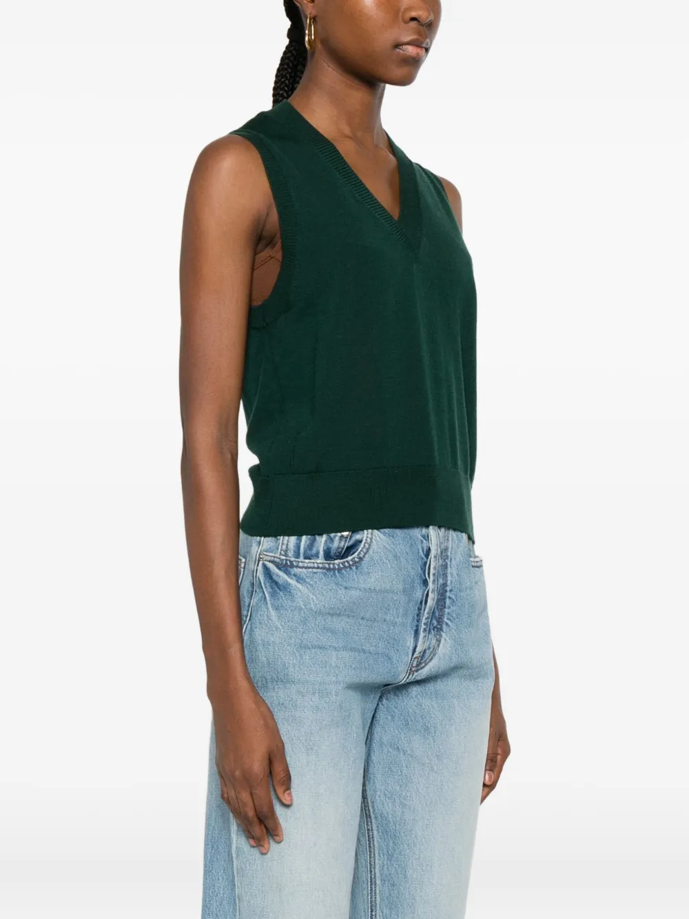 Daniele Fiesoli V-neck Sleeveless Sweater In Green
