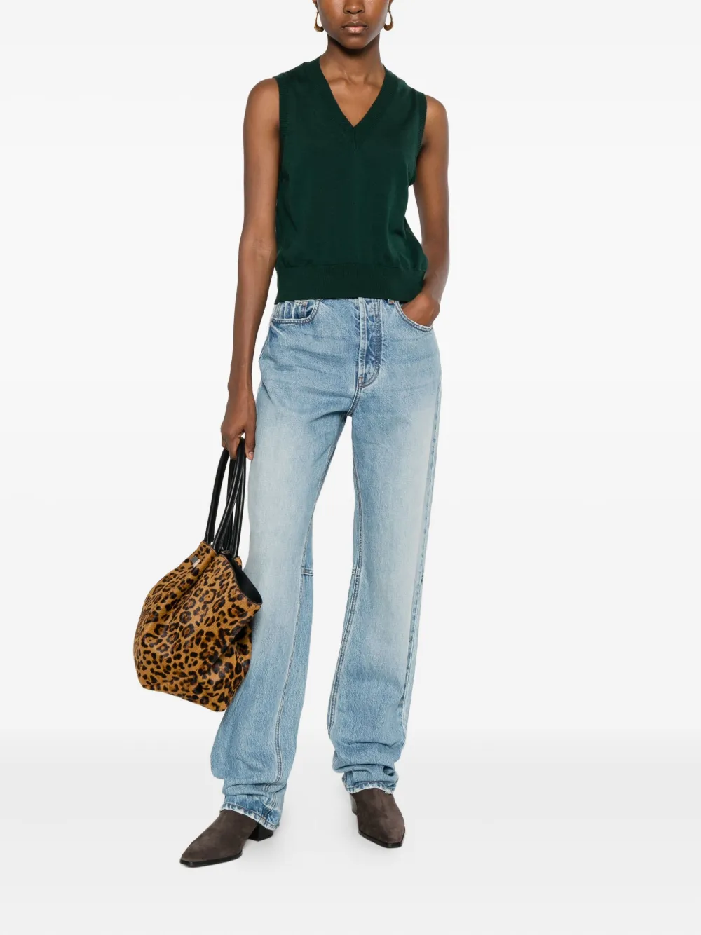 Daniele Fiesoli V-neck Sleeveless Sweater In Green