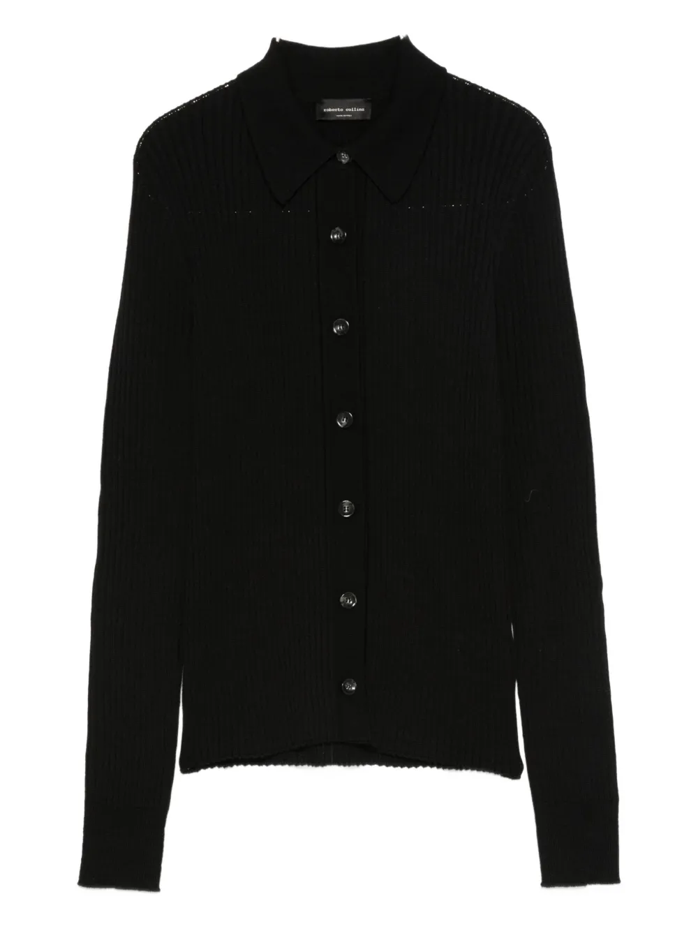 Roberto Collina Knitted Merino-wool Shirt In Black