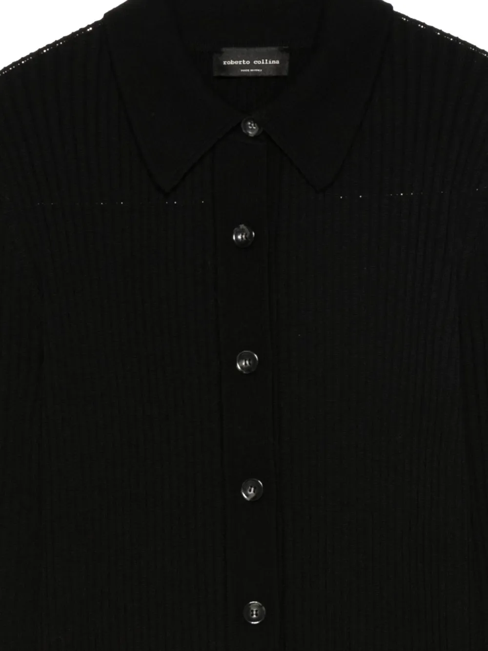 Roberto Collina Knitted Merino-wool Shirt In Black