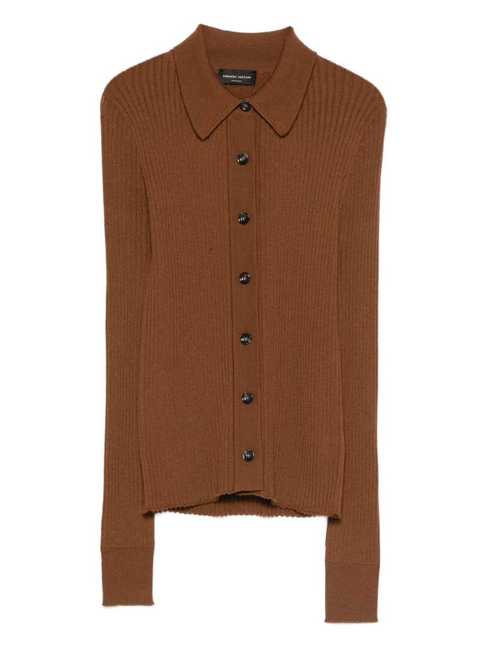 Roberto Collina Polo-collar Cardigan In Brown
