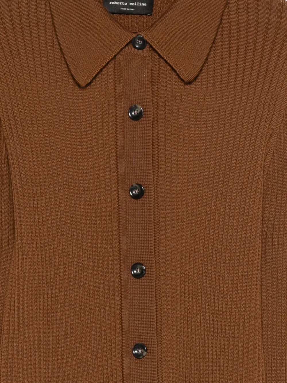 Roberto Collina Polo-collar Cardigan In Brown