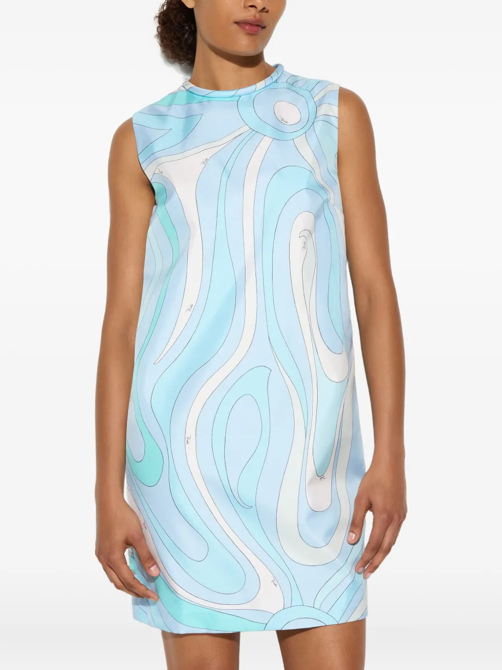 PUCCI Zijden mini-jurk met marmo-print Blauw