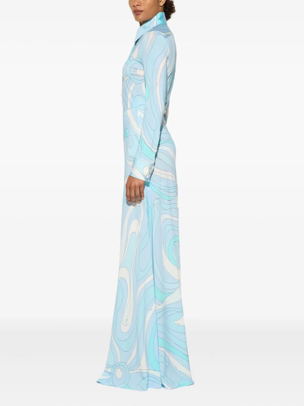 Pucci Marmo-print Maxi Skirt In Blue