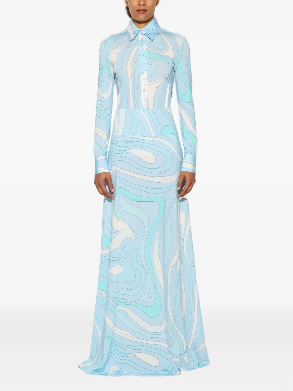 PUCCI marmo-print maxi skirt - Blauw