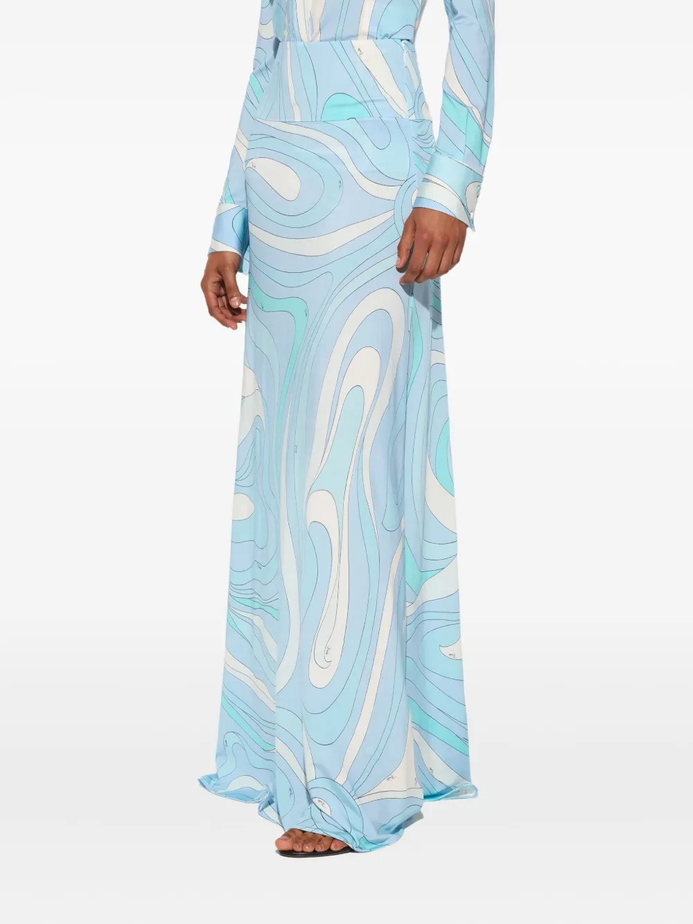 Pucci Marmo-print Maxi Skirt In Blue