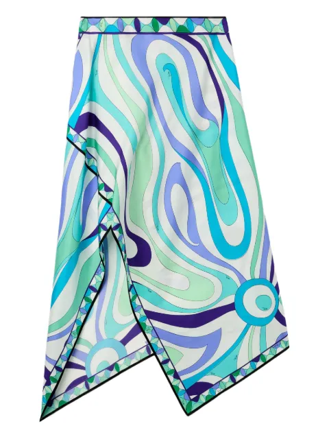 PUCCI Marmo-print asymmetrical midi skirt