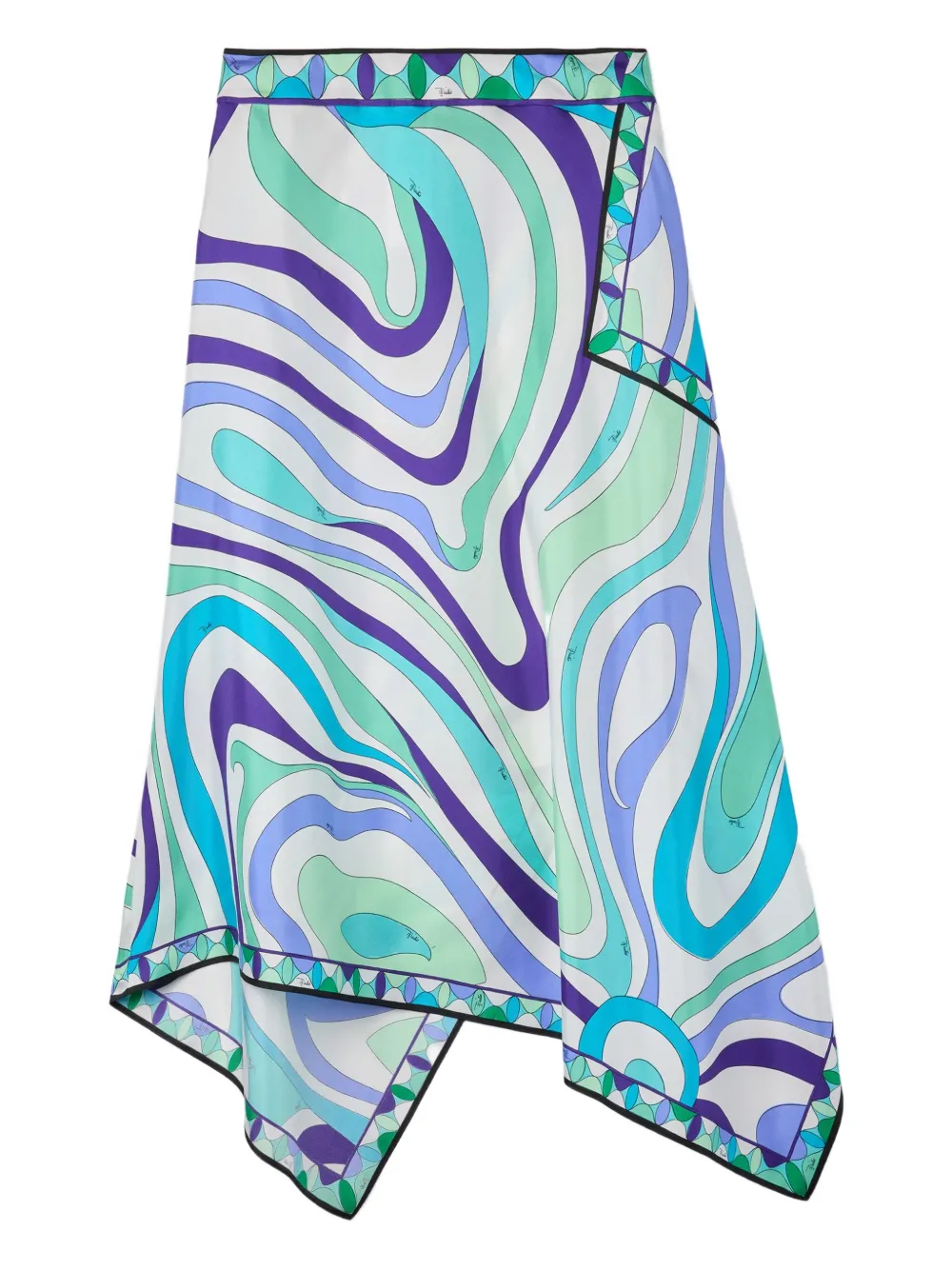 Pucci Marmo-print Asymmetrical Midi Skirt In Green