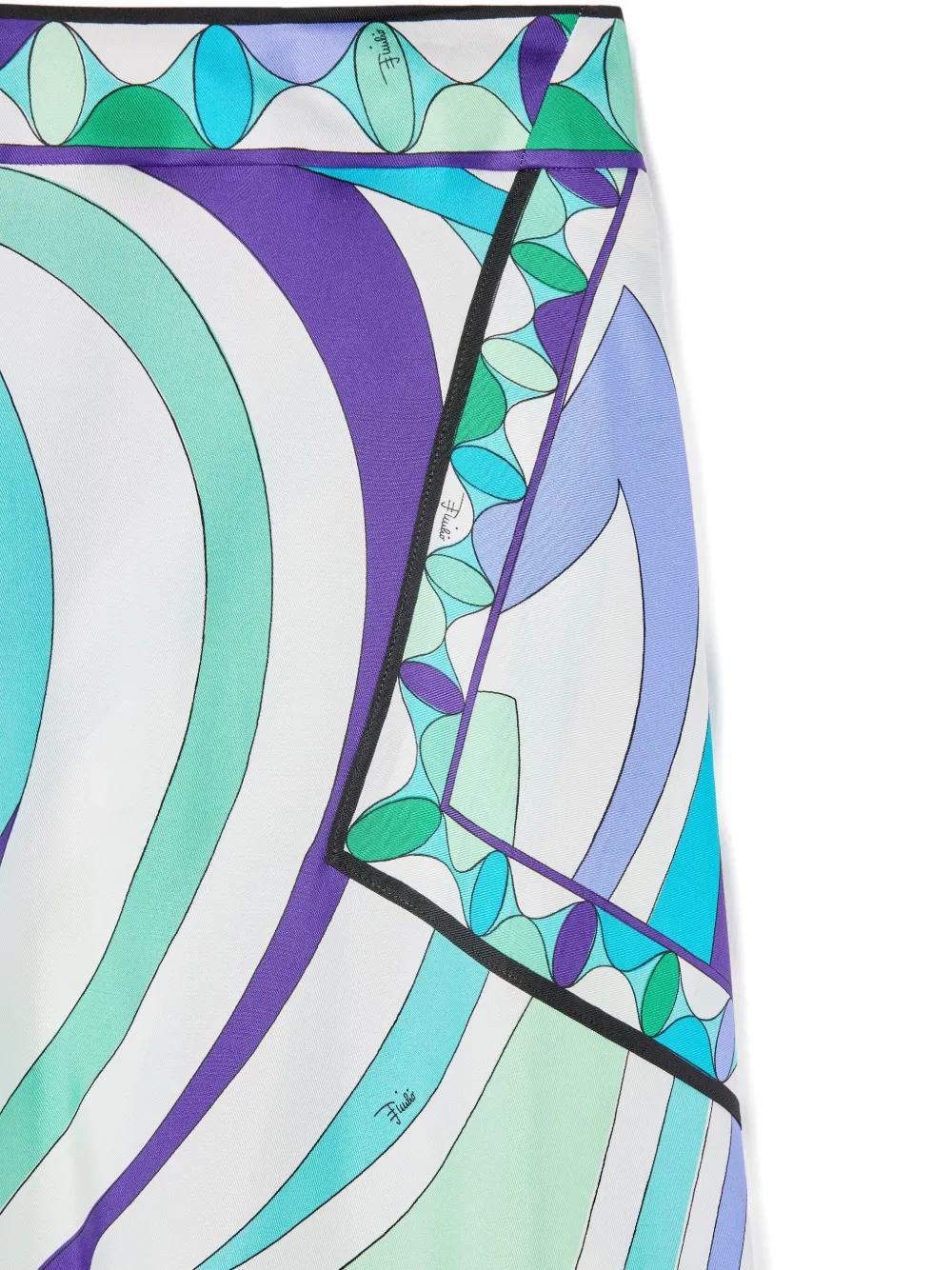 Pucci Marmo-print Asymmetrical Midi Skirt In Green