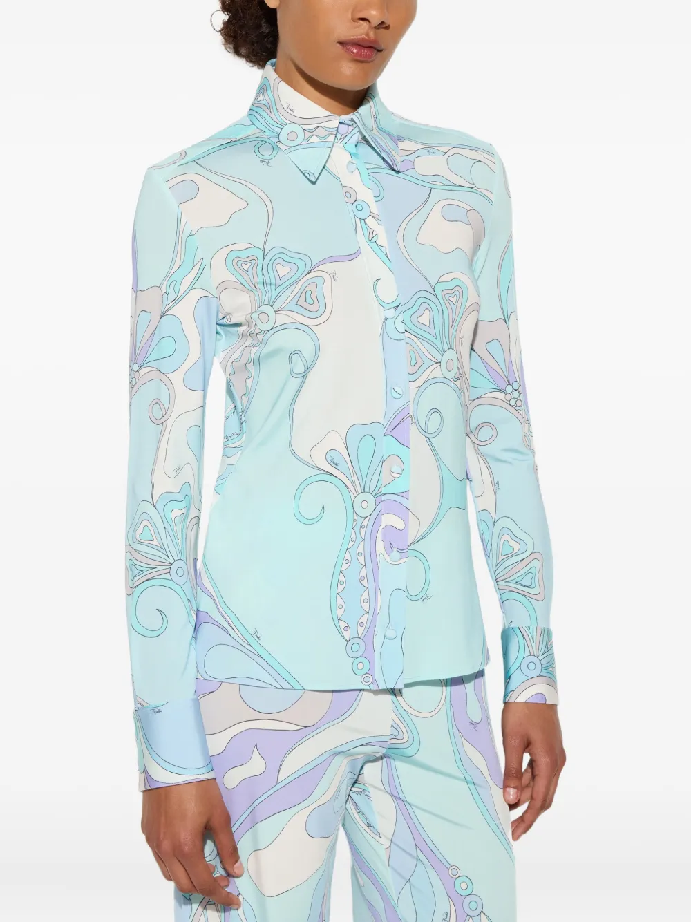 PUCCI Blouse met orchidee-print Blauw