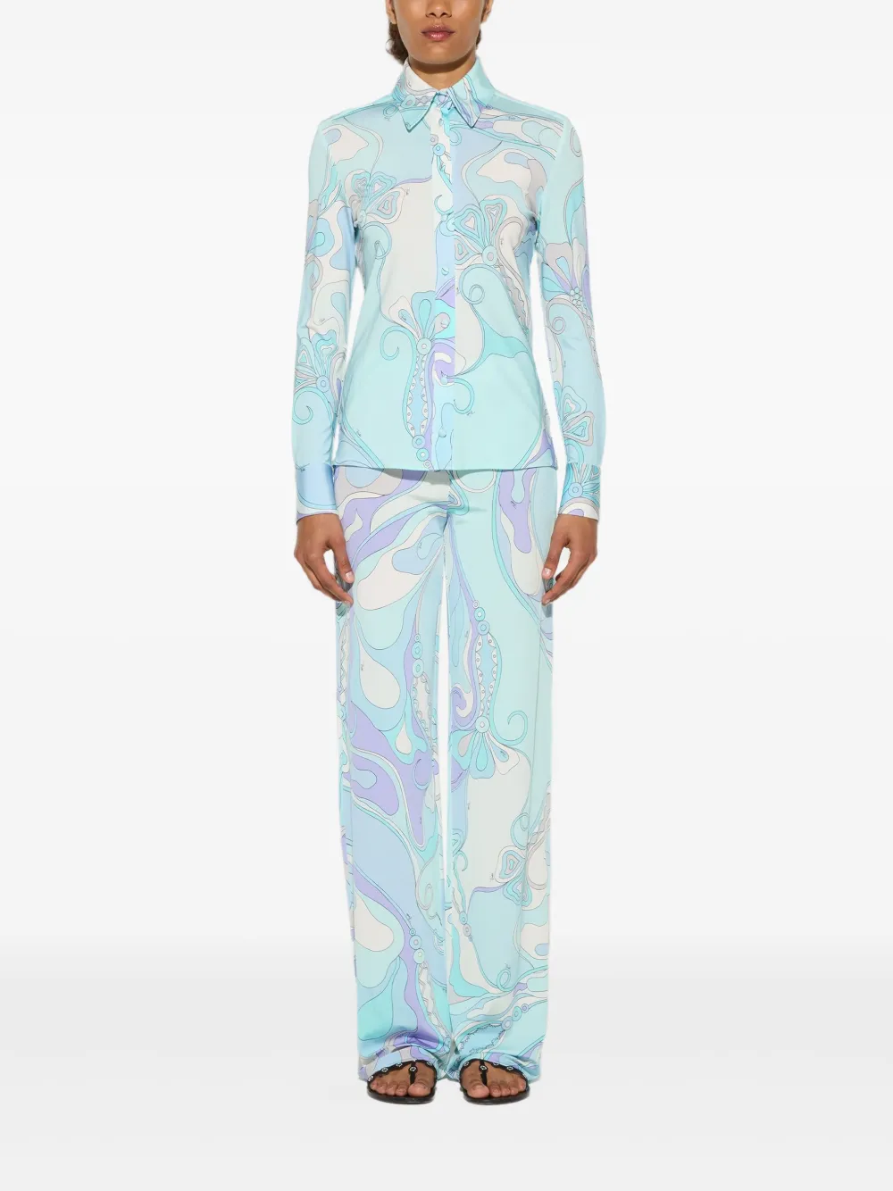 PUCCI orchidee-print shirt - Blauw
