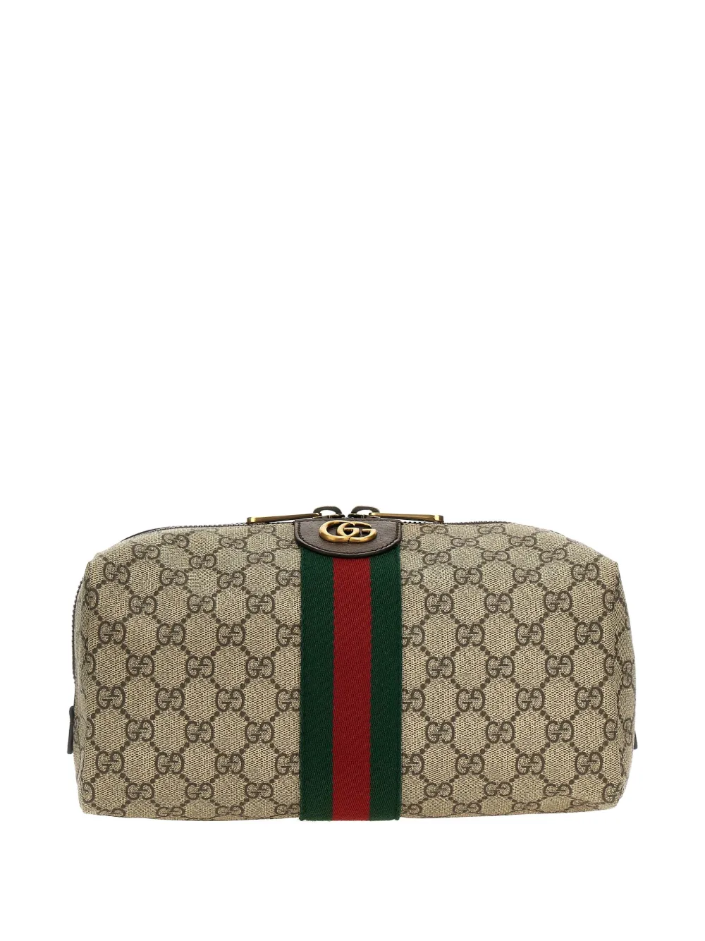 Gucci Beige And Ebony Beauty Case With Web Detail And Logo Detail In Gg Supreme Canvas Man In Neutral
