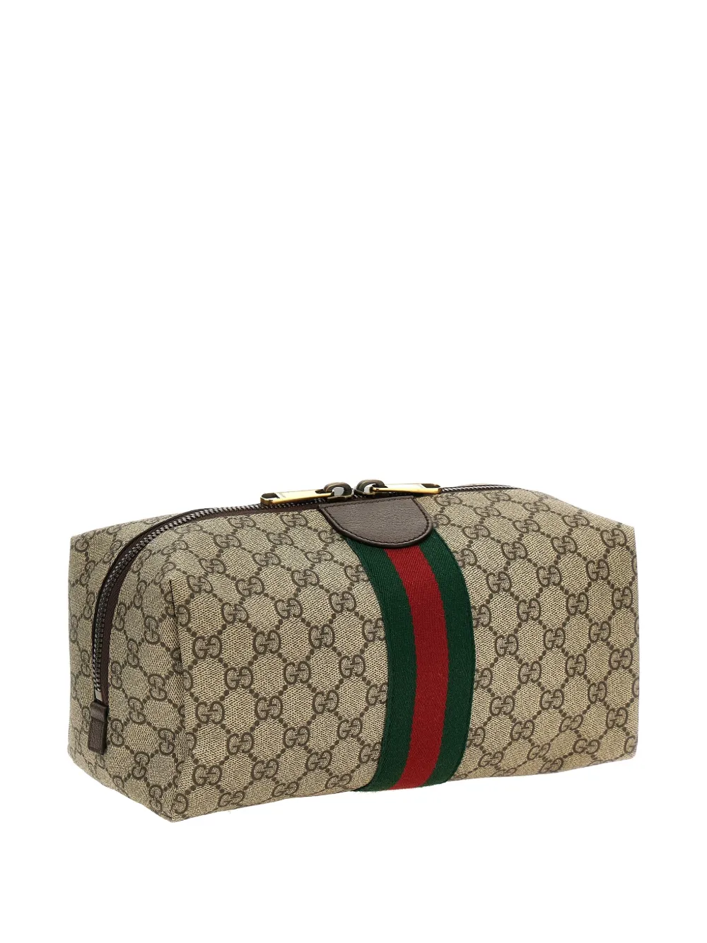 Gucci Beige And Ebony Beauty Case With Web Detail And Logo Detail In Gg Supreme Canvas Man In Neutral
