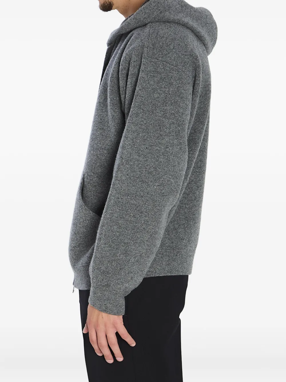 Roberto Collina Hoodie met rits en trekkoord Grijs