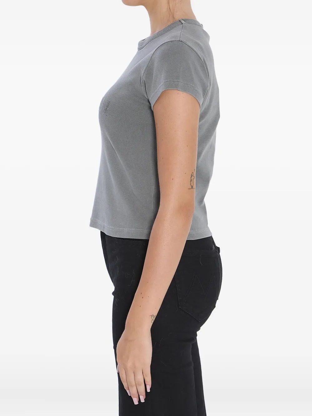 Alexander Wang Baby Tee With Hotfix Graphic In Gray