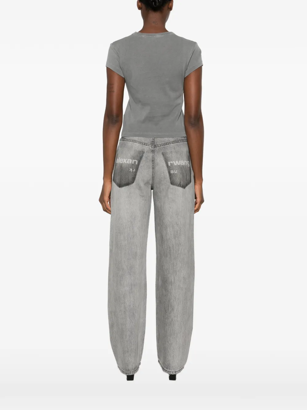Alexander Wang Crystal Hotfix T-shirt met logo Grijs