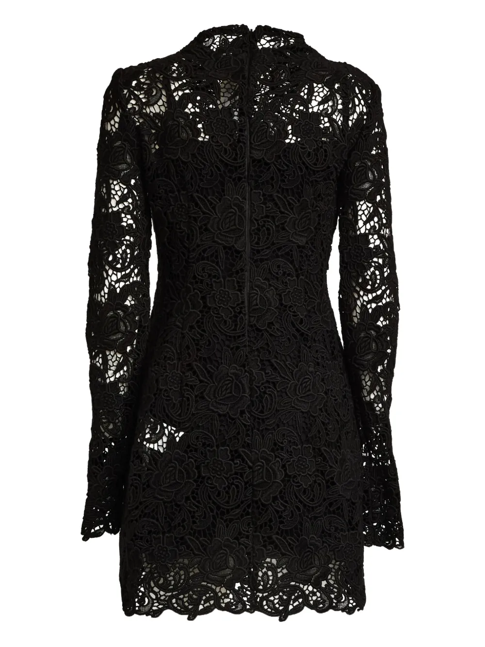 Sportmax lace long-sleeve mini dress - Zwart