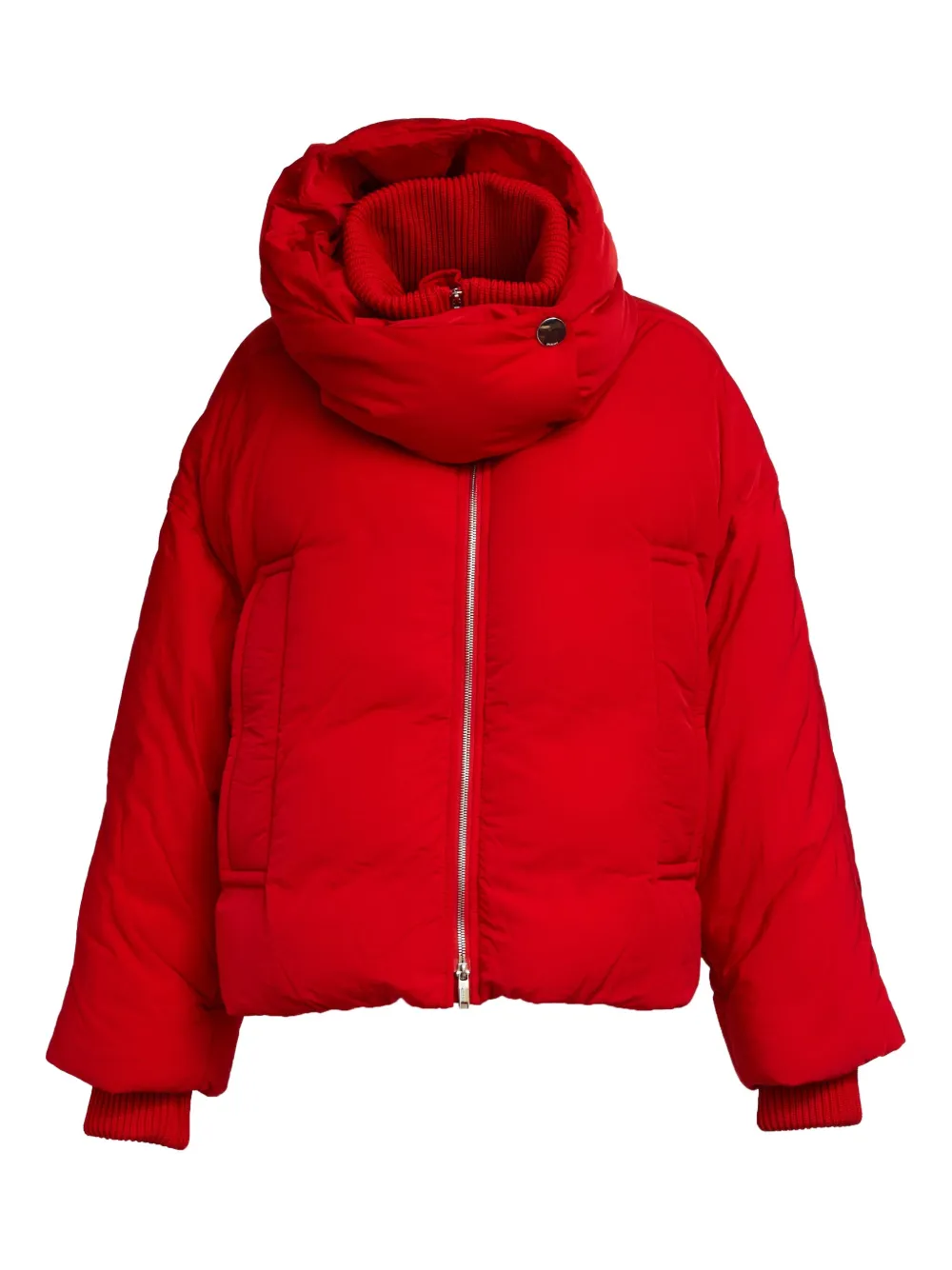 Sportmax Water-repellent Crinkled Red Puffer Jacket With Detachable Hood In Red