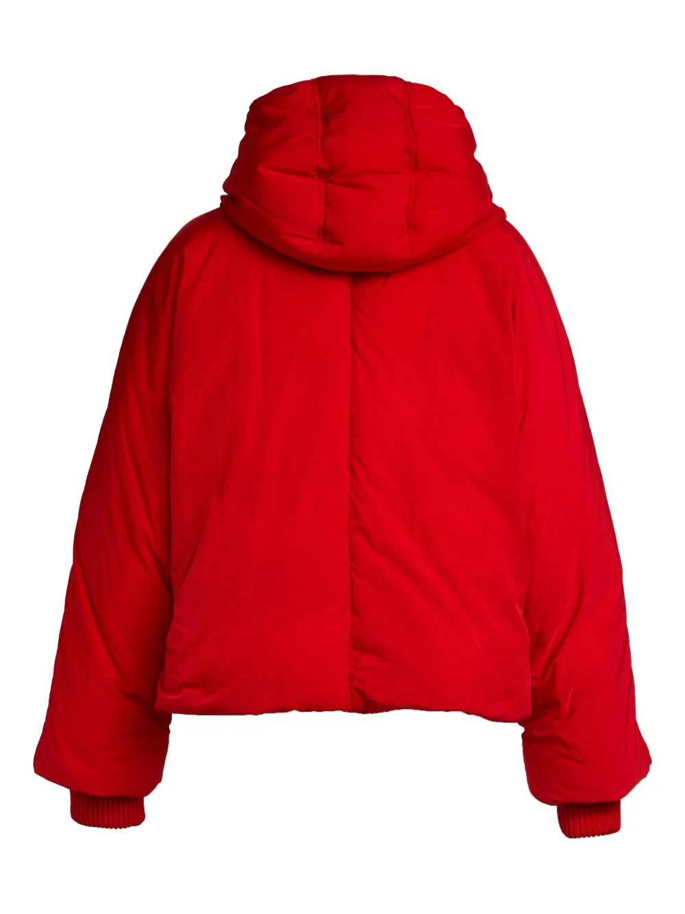Sportmax Water-repellent Crinkled Red Puffer Jacket With Detachable Hood In Red