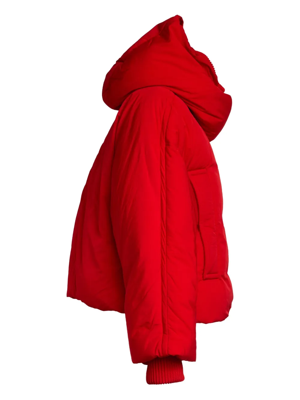 Sportmax Water-repellent Crinkled Red Puffer Jacket With Detachable Hood In Red