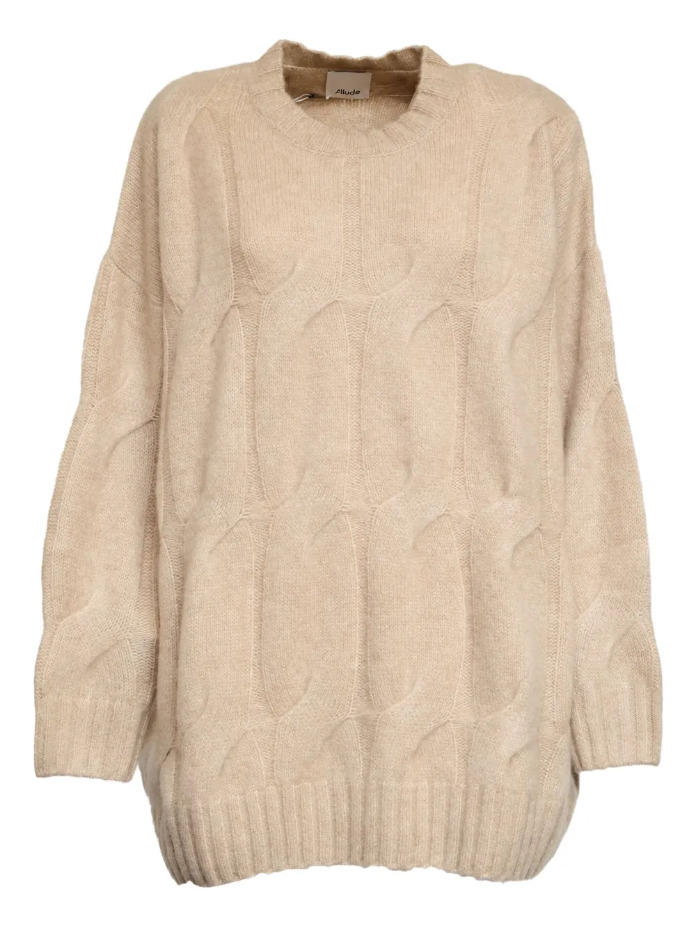 Allude Cable-knit Round-neck Sweater In Neutral