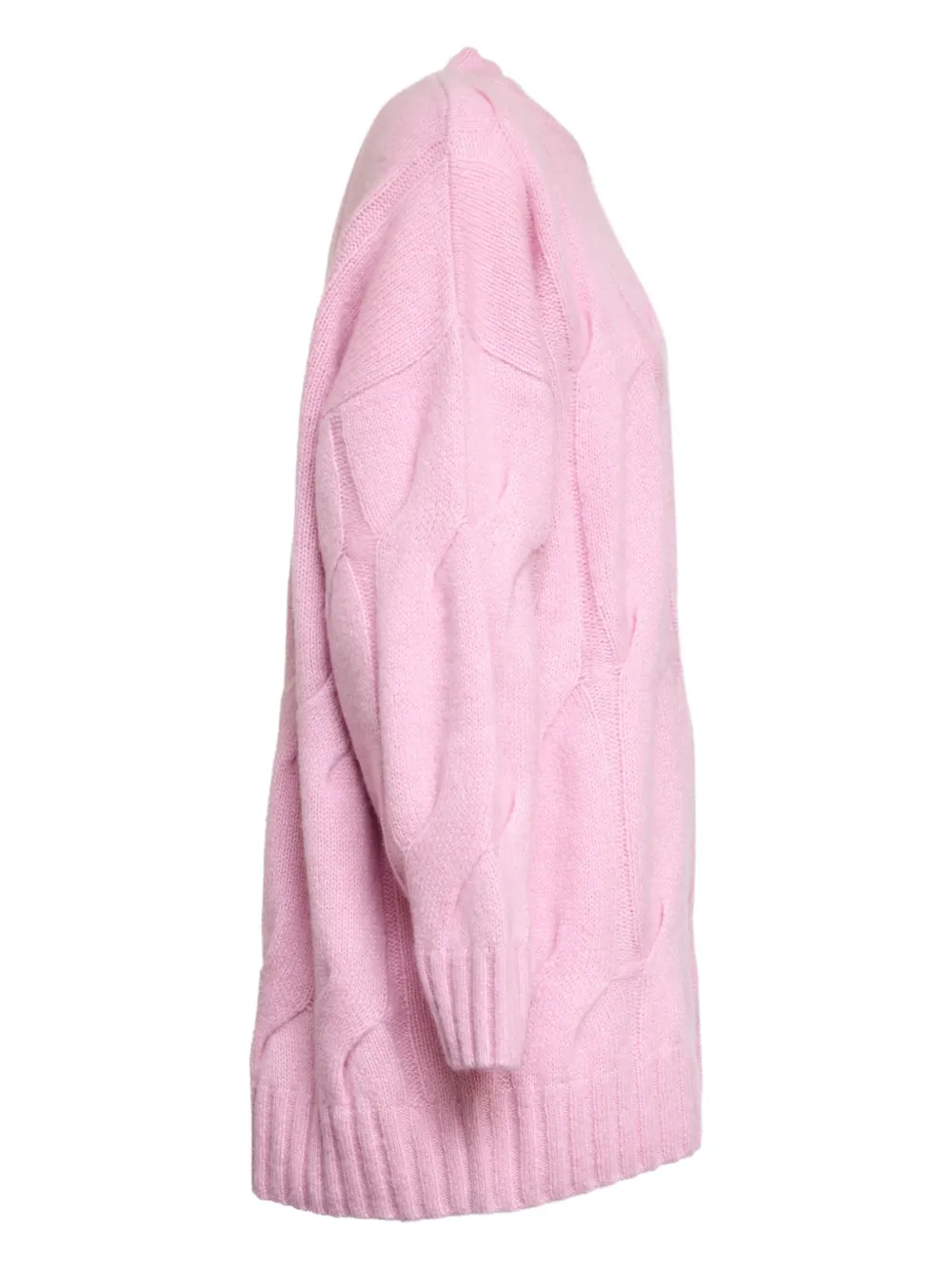 Allude Cable-knit Round-neck Sweater In Pink
