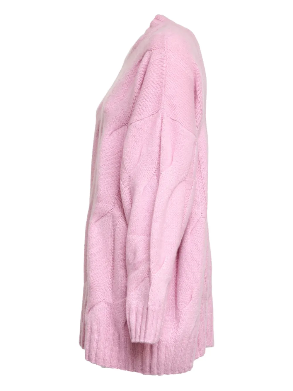 Allude Cable-knit Round-neck Sweater In Pink