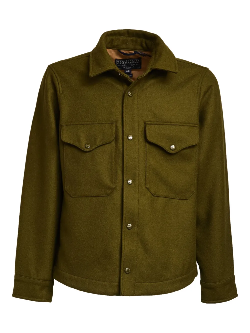 Ceccarelli Heavy Wool Shirt Jacket In Green