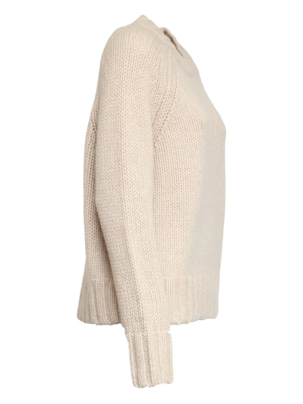 Allude Ribgebreide trui met ronde hals Beige