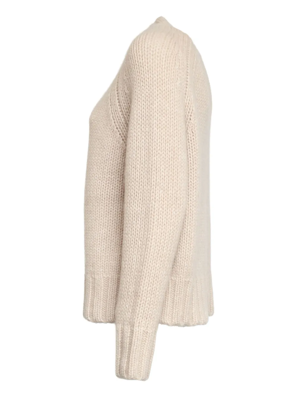 Allude Ribgebreide trui met ronde hals Beige