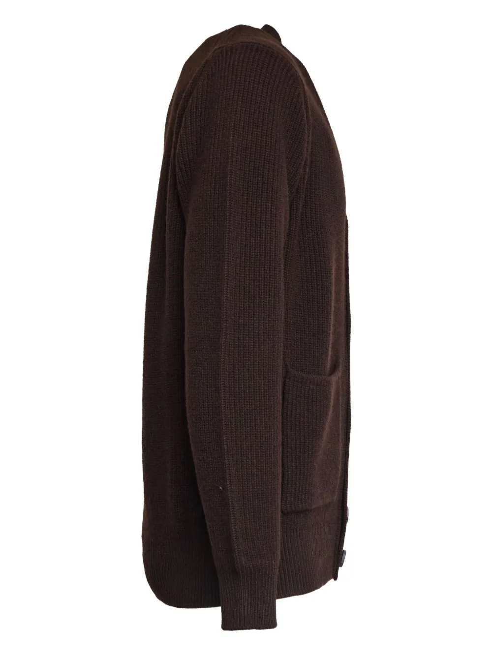 Filippo De Laurentiis Finely Knit Cardigan With English Rib Pattern In Brown