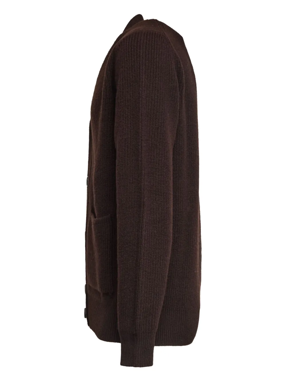 Filippo De Laurentiis Finely Knit Cardigan With English Rib Pattern In Brown