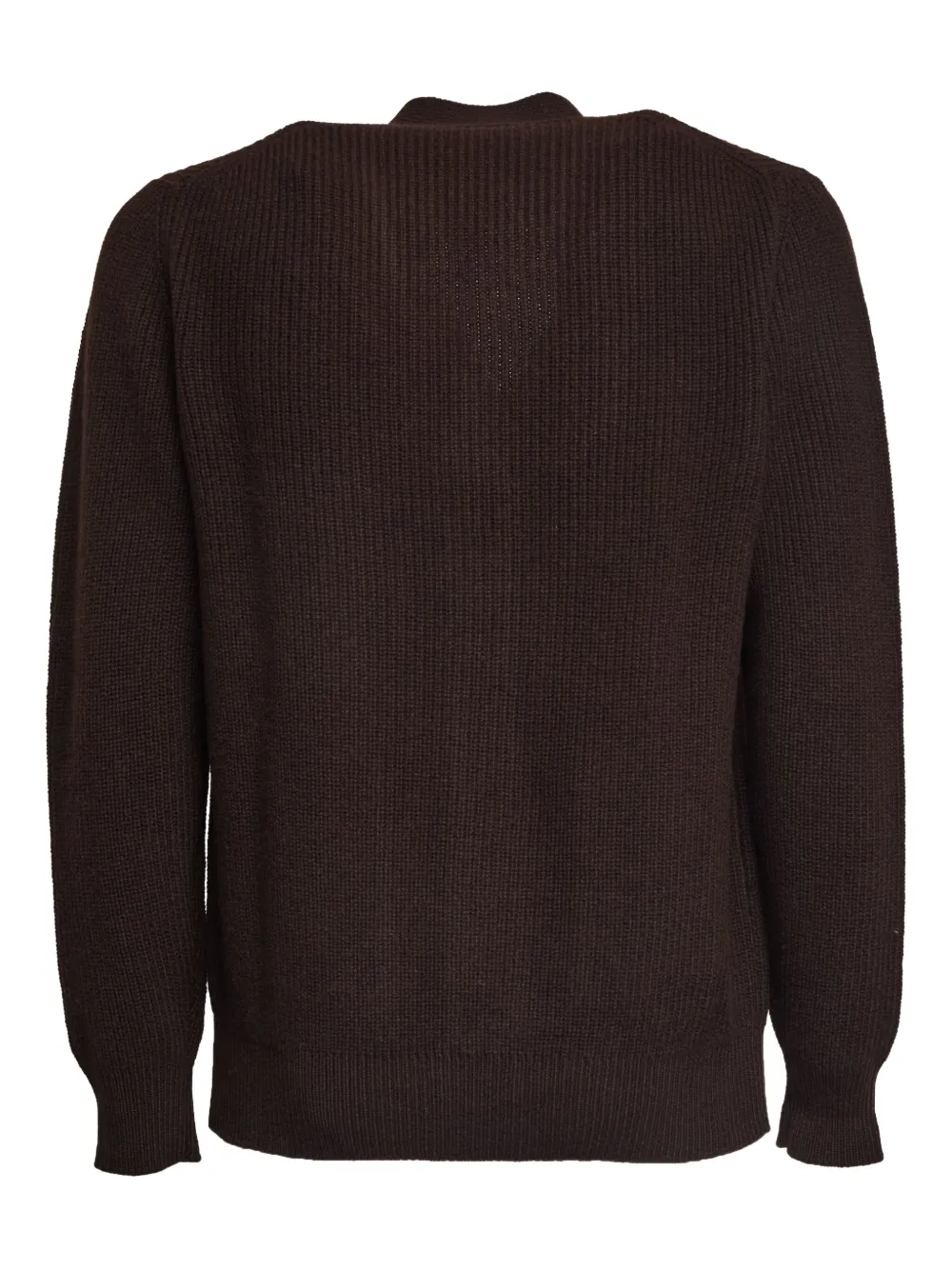 Filippo De Laurentiis Finely Knit Cardigan With English Rib Pattern In Brown