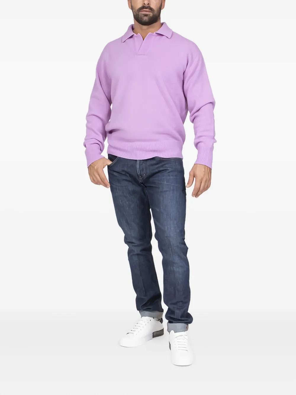 AMARANTO Gebreid poloshirt - Roze
