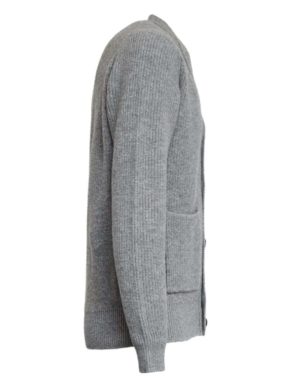 Filippo De Laurentiis Front-pockets Ribbed-knit Cardigan In Gray