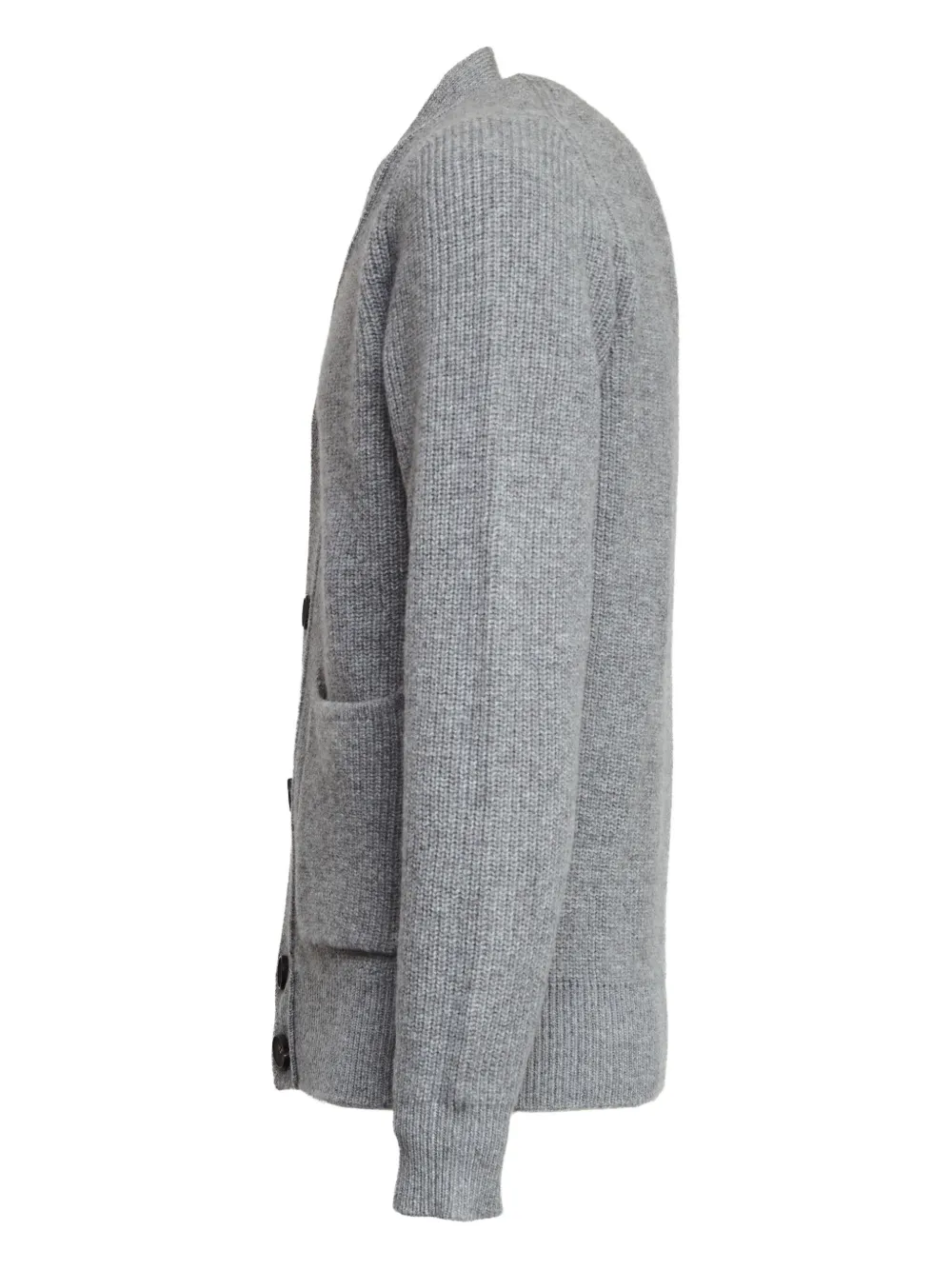 Filippo De Laurentiis Front-pockets Ribbed-knit Cardigan In Gray