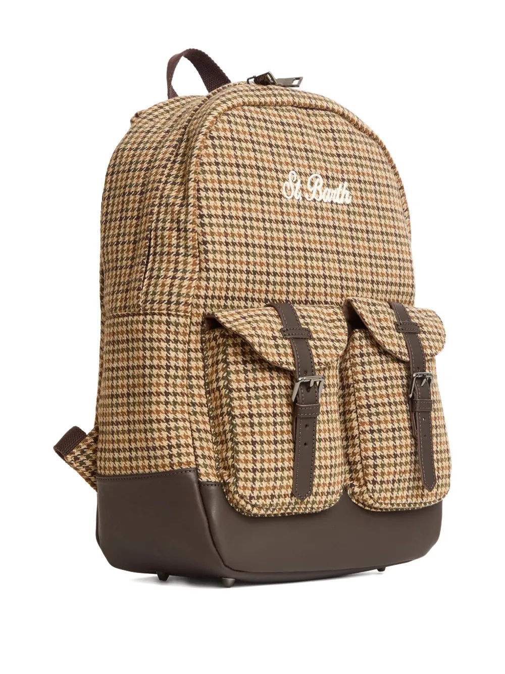 Mc2 Saint Barth Houndstooth Pocket Backpack In Brown