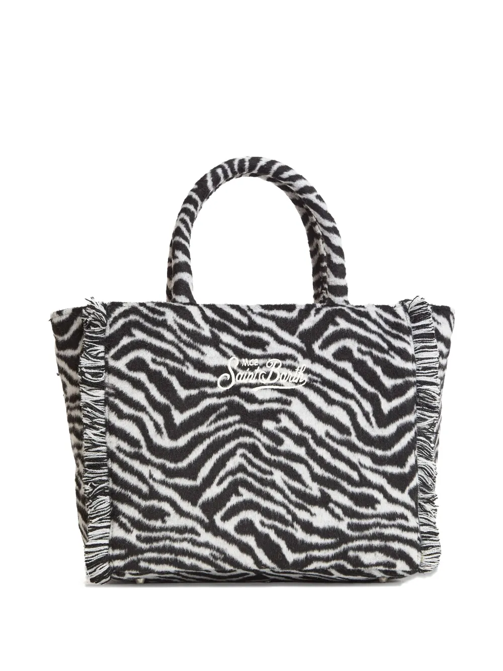 Mc2 Saint Barth Zebra Fringed Colette Tote Bag In White